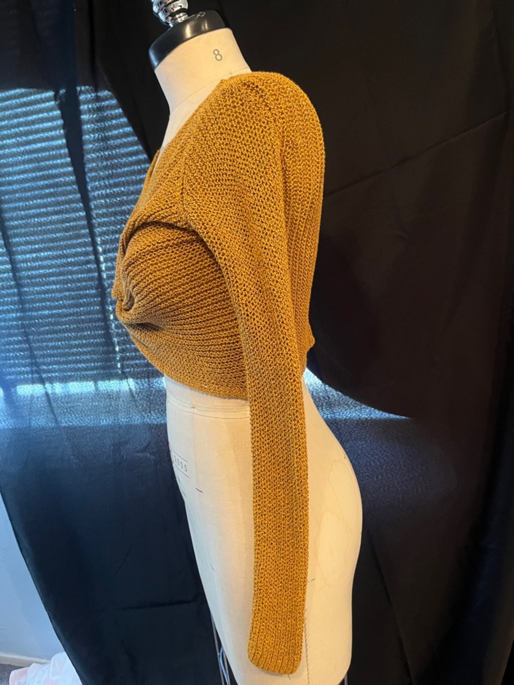 Zara Mustard Twist-Front Cropped Sweater - Women - Picture 3 of 3